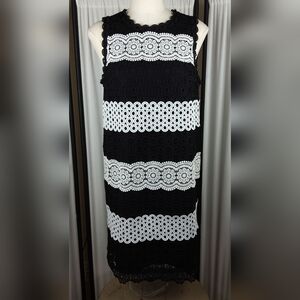 Kate Spade New York, Floral Dot Lace Shift Dress, Jewel Neck, Women's Size 6 B/W